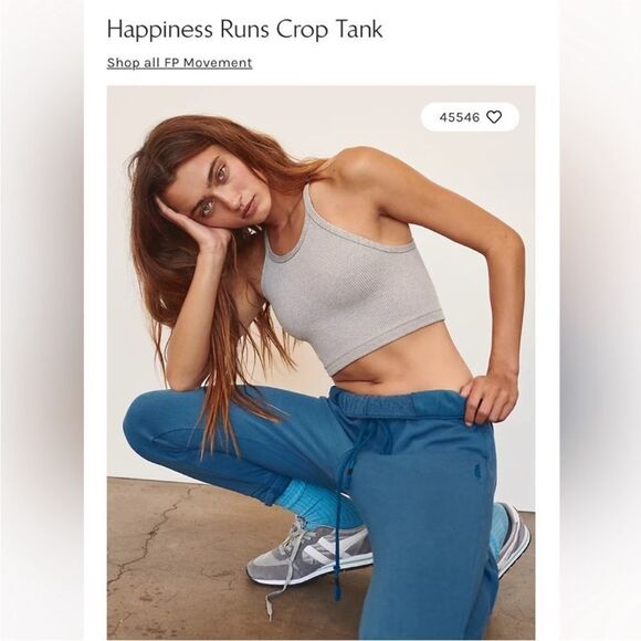FREE PEOPLE | FP MOVEMENT Happiness Runs Gray Ribbed Crop Tank Women’s Size M/L - Picture 1 of 10